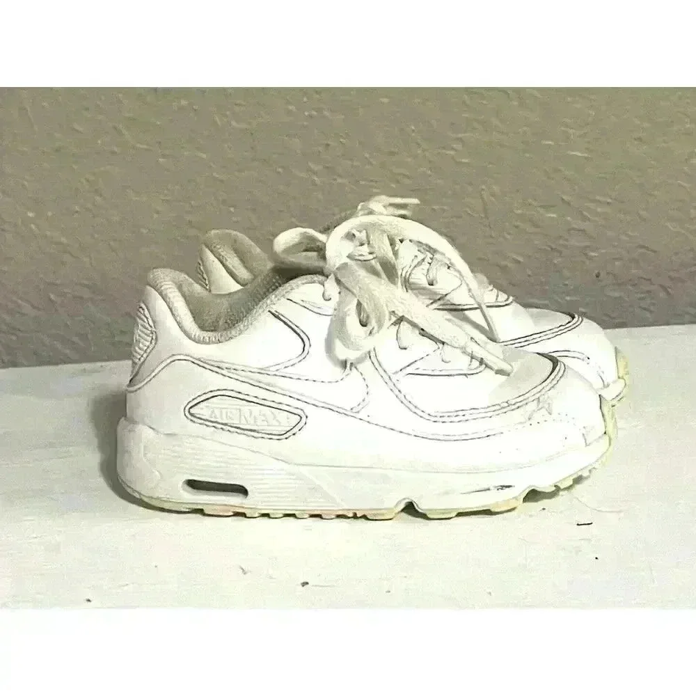 Nike Air Max 90 Leather Triple White 833416-100 Infant Size 7C‎